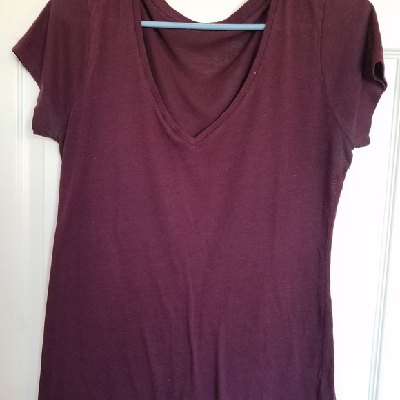 Basic Purple Tee Shirt V Neck - Picture 2 of 2